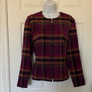 Chic Plaid Women's Blazer in Purple and Orange